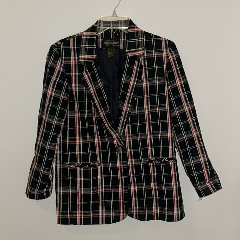Vintage Requirements Plaid Blazer size 8 petite! - Picture 4 of 10